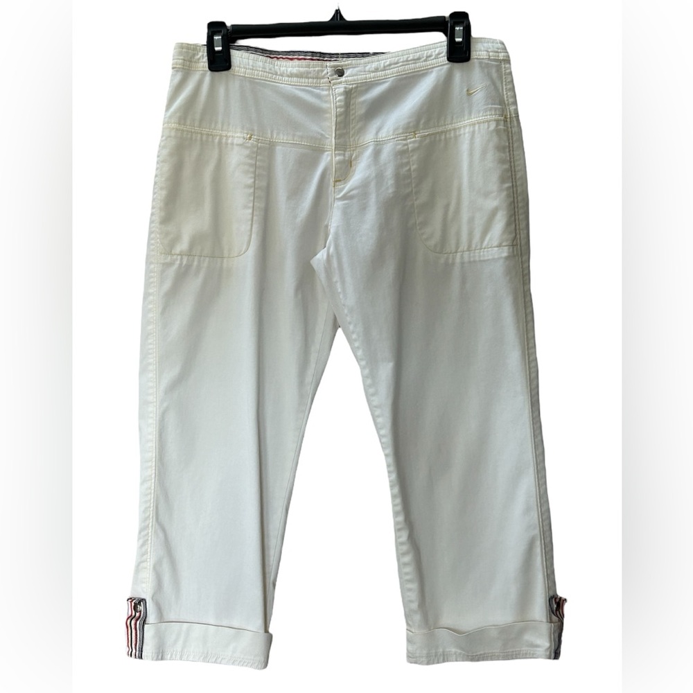 Nike Vintage Cream Swoosh Y2K Tracksuit Pants Capri Size S